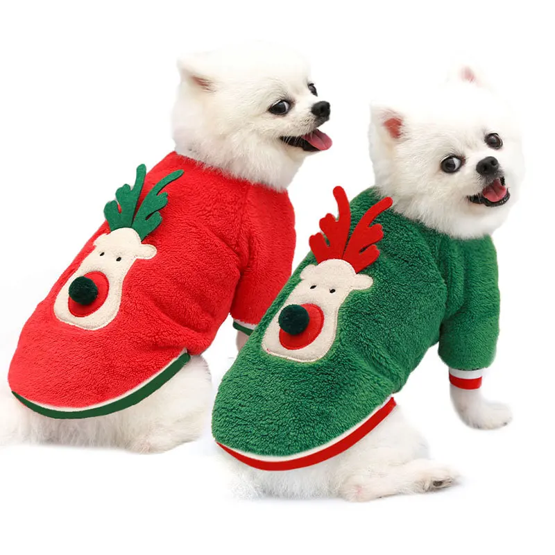 Dog Christmas Clothes Winter Warm Pet Clothes for Small Medium Dogs Elk Santa Claus Dog Cats Coat Hoodies Christmas Dogs Costume
