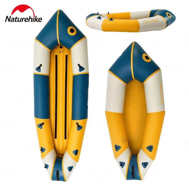 Naturehike 210D Kayak Boat Portable Folding Inflatable Fishing Boat Canoe Kayak Water Single/Double Inflatable Boat with Seat
