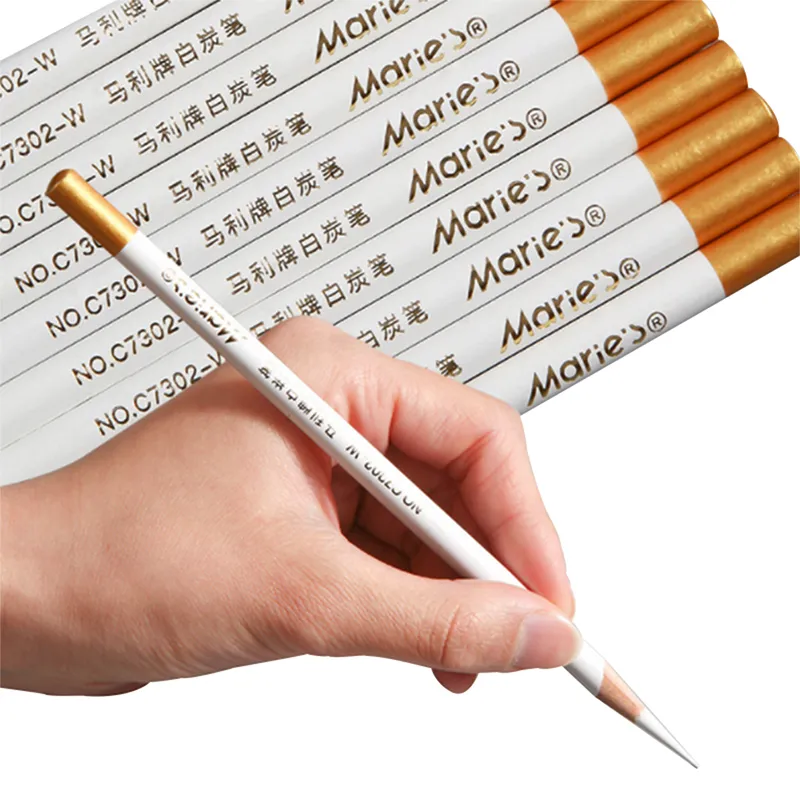 1 Pcs White Charcoal Pen Sketch Pencil Brush Sketch Highlight Pen Painting Tool Soft Medium Hard Charcoal Pen Art Supplies