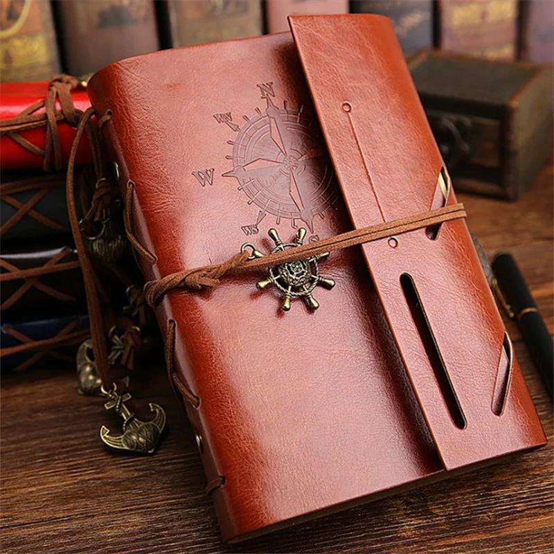 Retro Notebook Traveler Diary Leather Soft Cover Small Size 13x9cm Replaceable Kraft Paper Inner Notebooks & Notepads