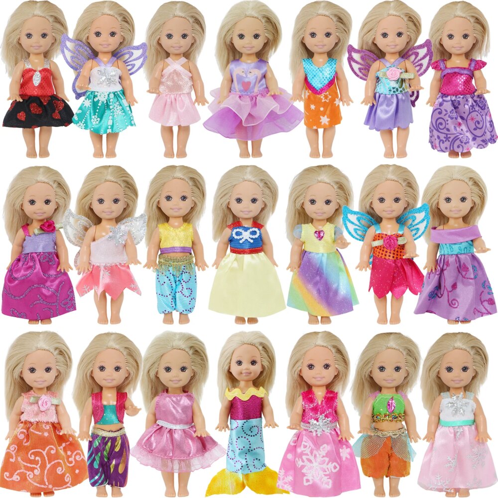 1 Set Mini Cute Outfit Mix Style Daily T-shirt Trousers Dress Clothes for Kelly Doll Baby Girl DIY Accessories House Toys