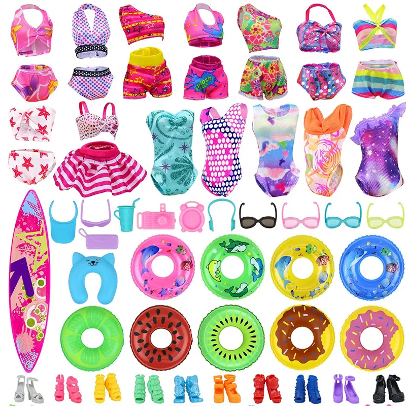 40Pcs/Set Barbies Doll Clothes Swimsuits Bikini Accessories for Barbie Doll Shoes Boots Skateboard For Barbie Doll Accessories