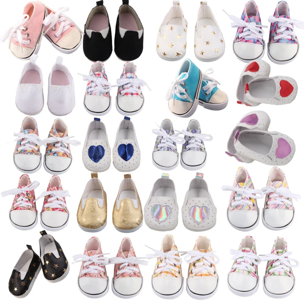 Canvas Cloth 7cm Shoes For 18 Inch American And 43cm New Born Baby Doll Shoes Clothes Accessories For Our generation Girl Dolls