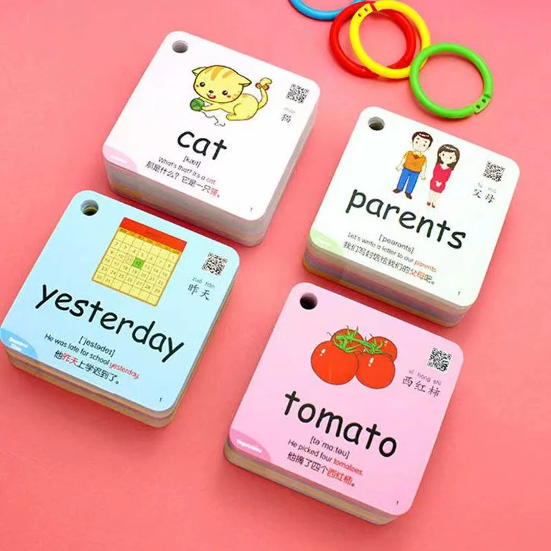 600 Words 20 Categories Cognition Learning Card Animal Shape Color Montessori Educational Chinese English Books for Kids