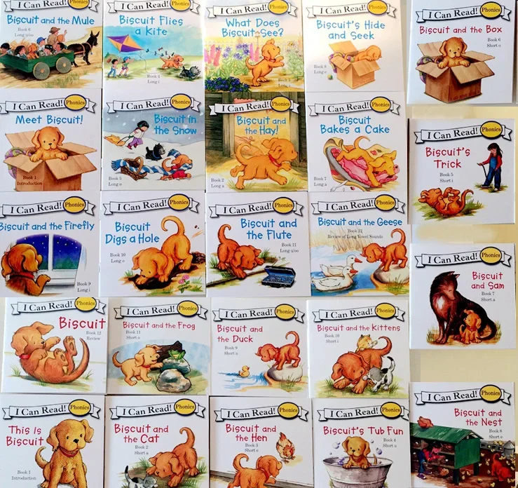 12Books Biscuit Series Phonics English Picture Books "I Can Read" For Child Kids Educaction Pocket Reading Bedtime Story Book